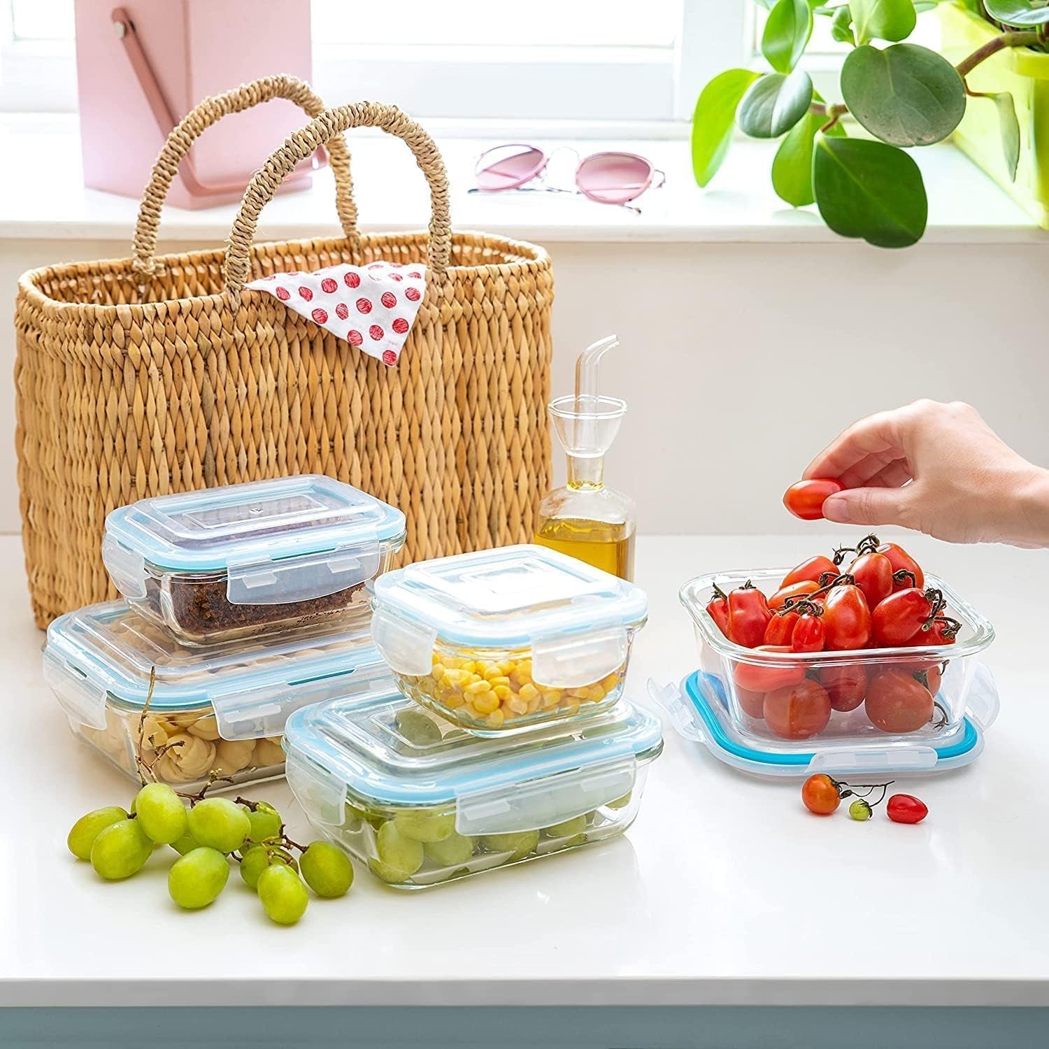 10-Piece Glass Meal Prep Containers with Lids, Food Storage