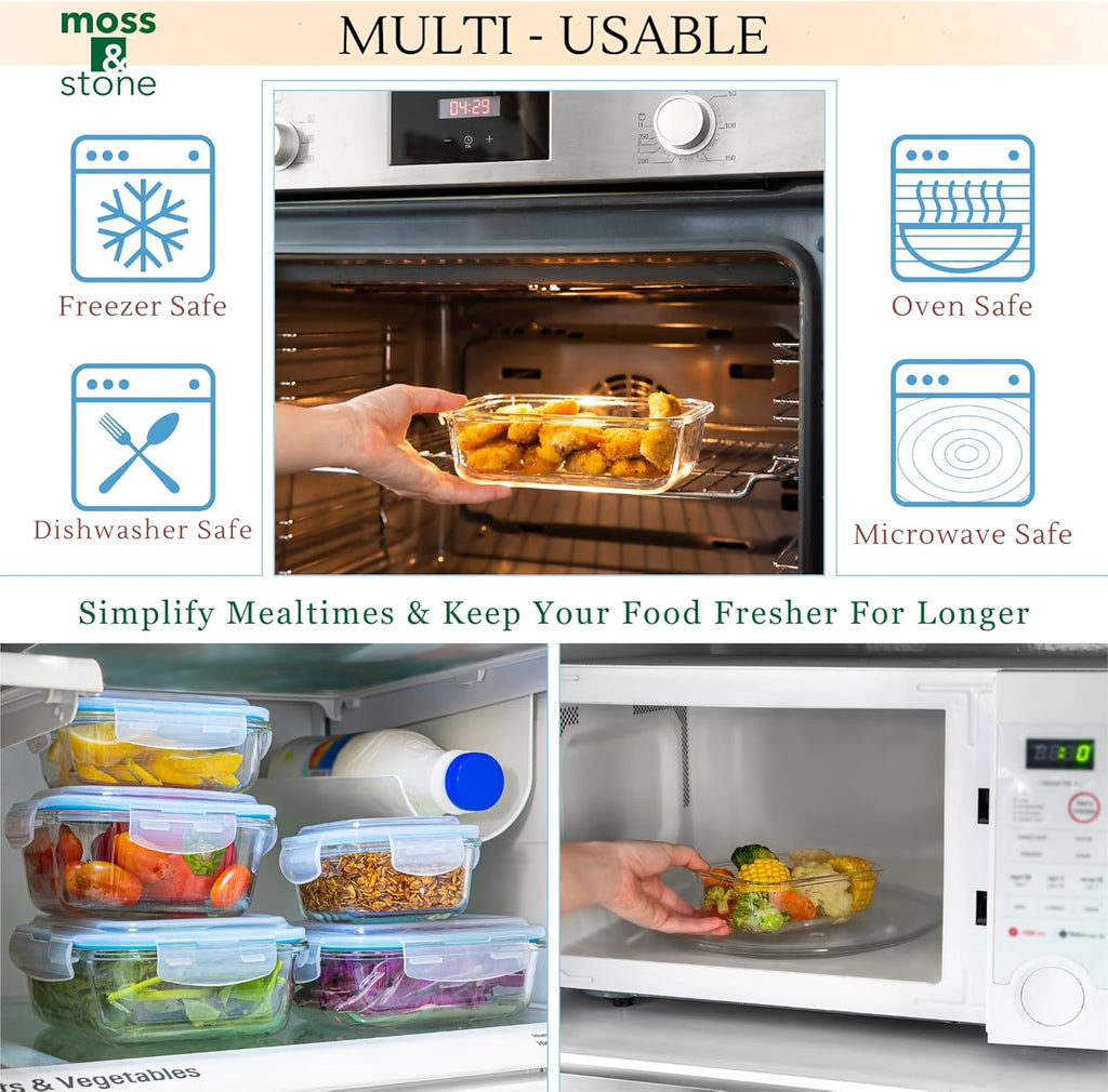 10-Piece Glass Meal Prep Containers with Lids, Food Storage