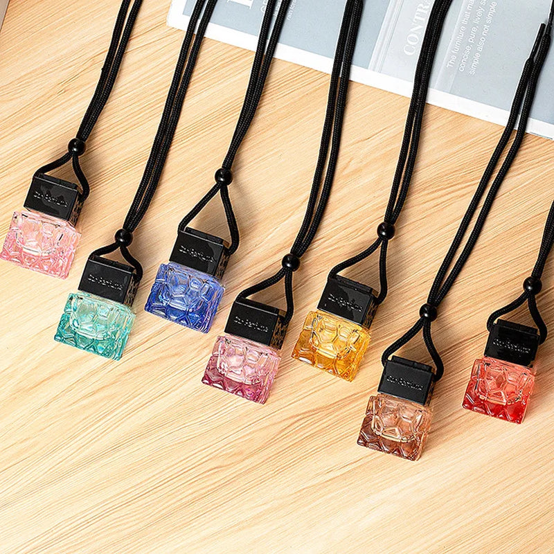 Car Essential Oil Diffuser Fragrance Air Freshener Scent Perfume Bottle Ornament Hanging Empty Bottle Interior Accessory