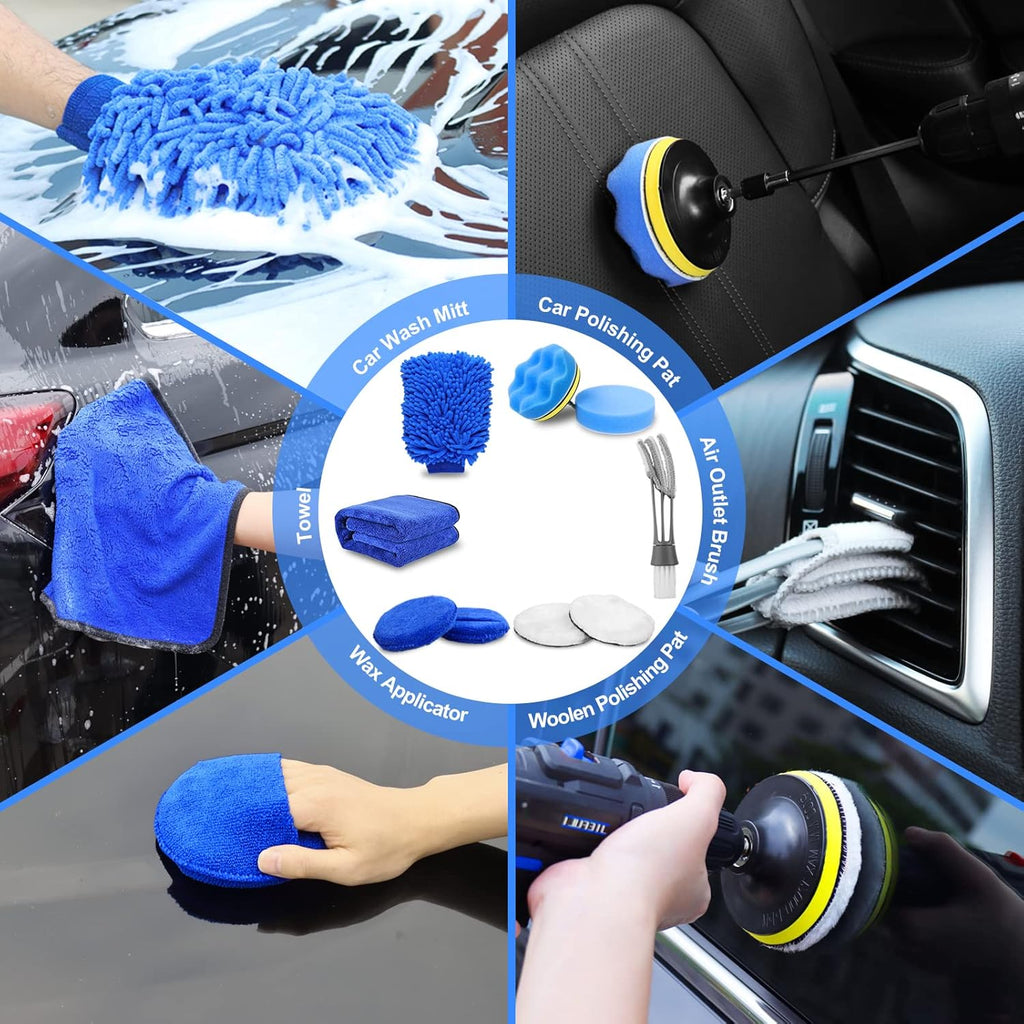 27Pcs Car Detailing Kit, Car Cleaning Kit, Car Detailing Brush Set, Drill Brush Set, Car Detailing Brushes, Car Wash Kit, Car Accessories, Car Cleaning Supplies for Interior, Exterior, Wheels