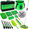 17Pcs Car Wash Kit,62" Car Wash Brush Mop with Long Handle,Car Cleaning Kit,Car Detailing Brush Set,Car Wash Bucket,Car Wheel Brush,Complete Interior Car Cleaning Supplies