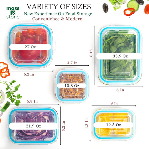 10-Piece Glass Meal Prep Containers with Lids, Food Storage