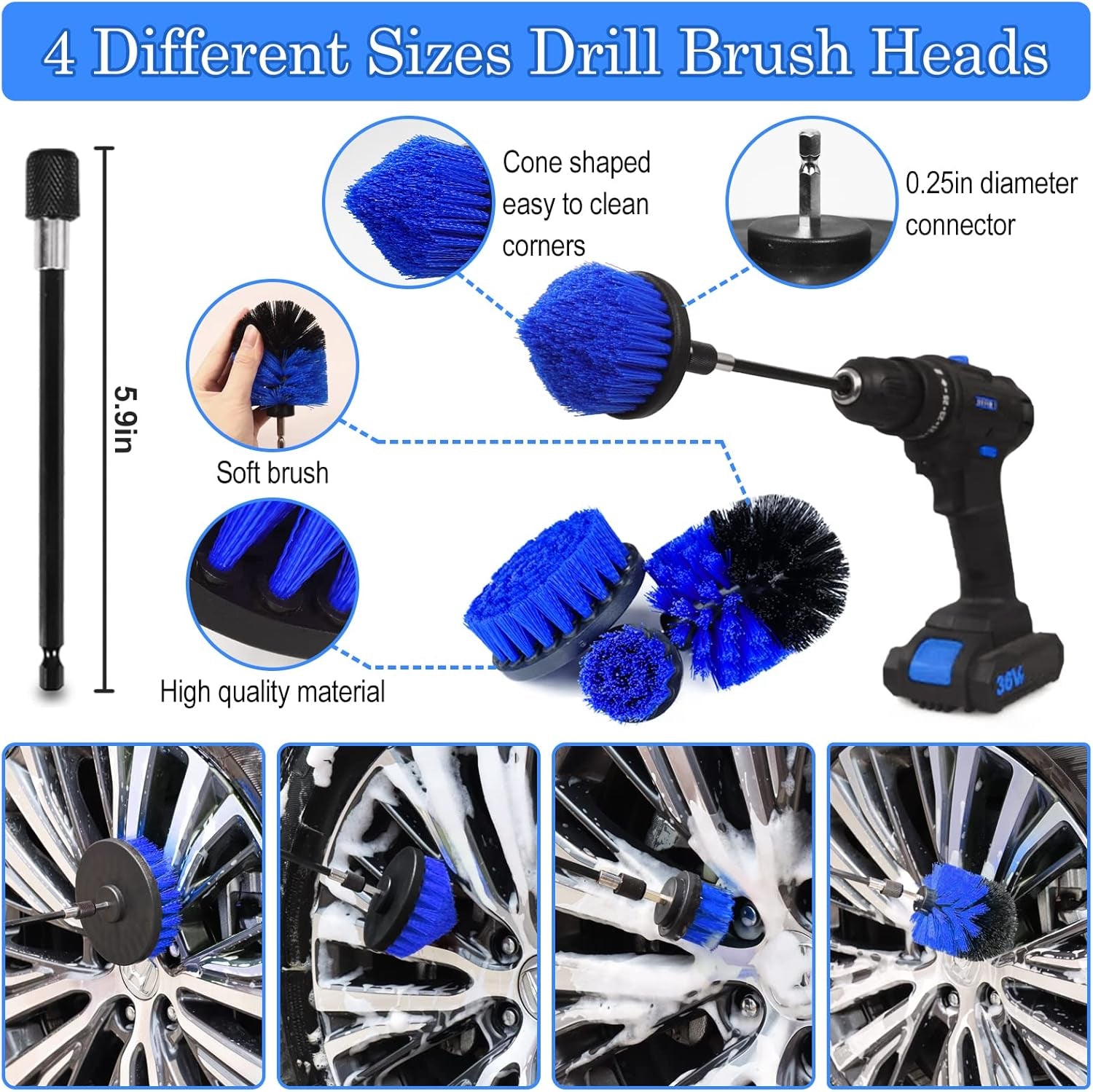 27Pcs Car Detailing Kit, Car Cleaning Kit, Car Detailing Brush Set, Drill Brush Set, Car Detailing Brushes, Car Wash Kit, Car Accessories, Car Cleaning Supplies for Interior, Exterior, Wheels