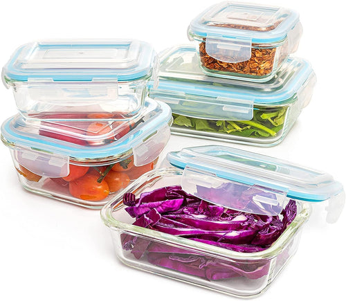 10-Piece Glass Meal Prep Containers with Lids, Food Storage