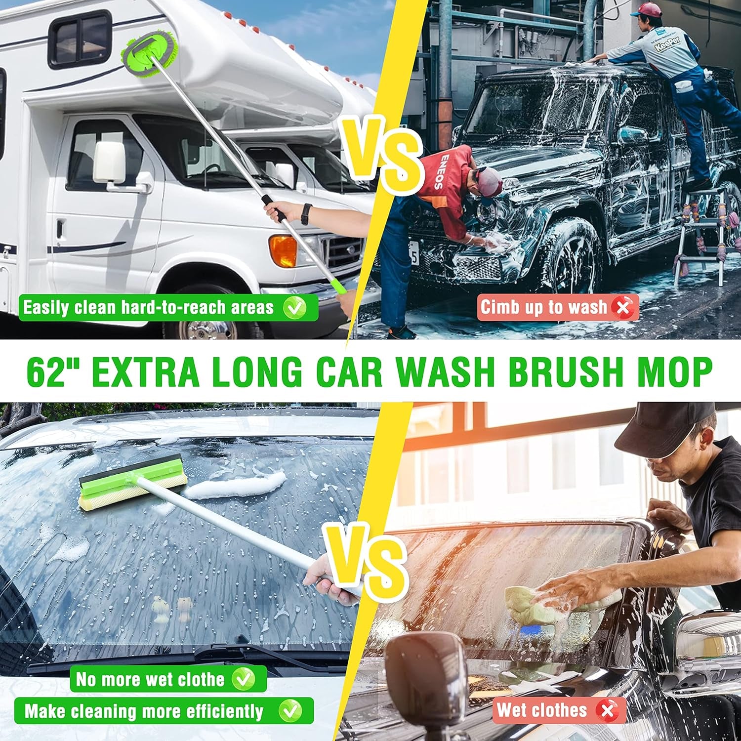 17Pcs Car Wash Kit,62" Car Wash Brush Mop with Long Handle,Car Cleaning Kit,Car Detailing Brush Set,Car Wash Bucket,Car Wheel Brush,Complete Interior Car Cleaning Supplies