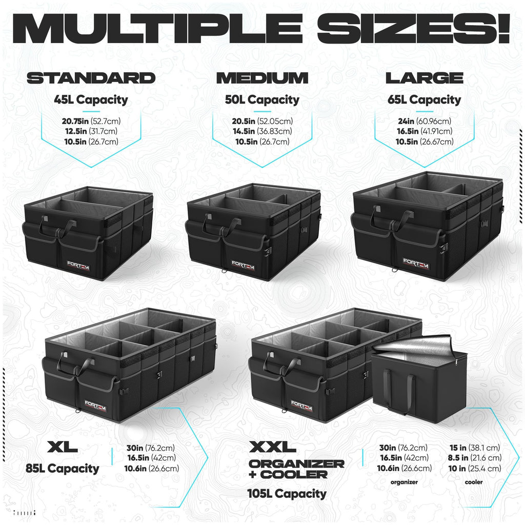 Fortem Car Trunk Organizer, Car Storage Organizer, Car Accessories, Collapsible