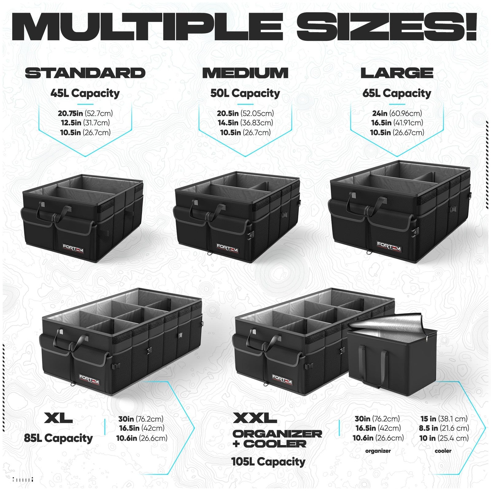 Fortem Car Trunk Organizer, Car Storage Organizer, Car Accessories, Collapsible